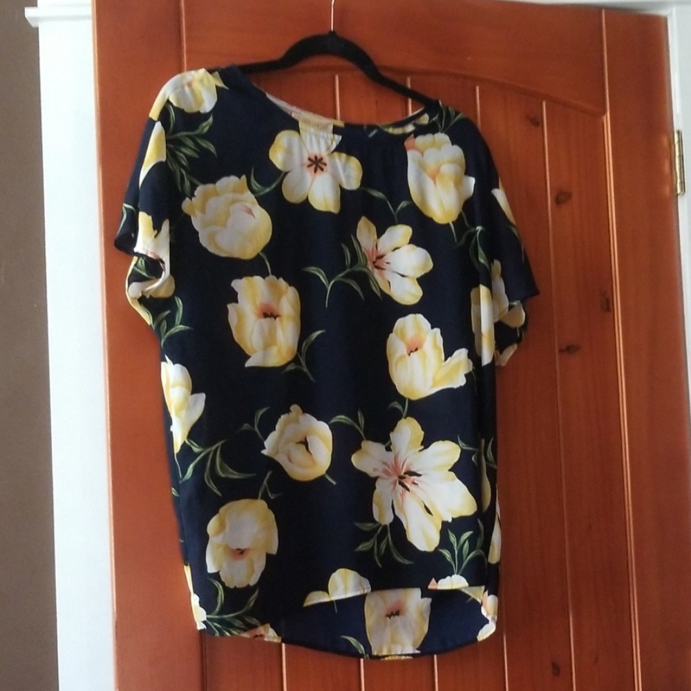 Purple floral blouse